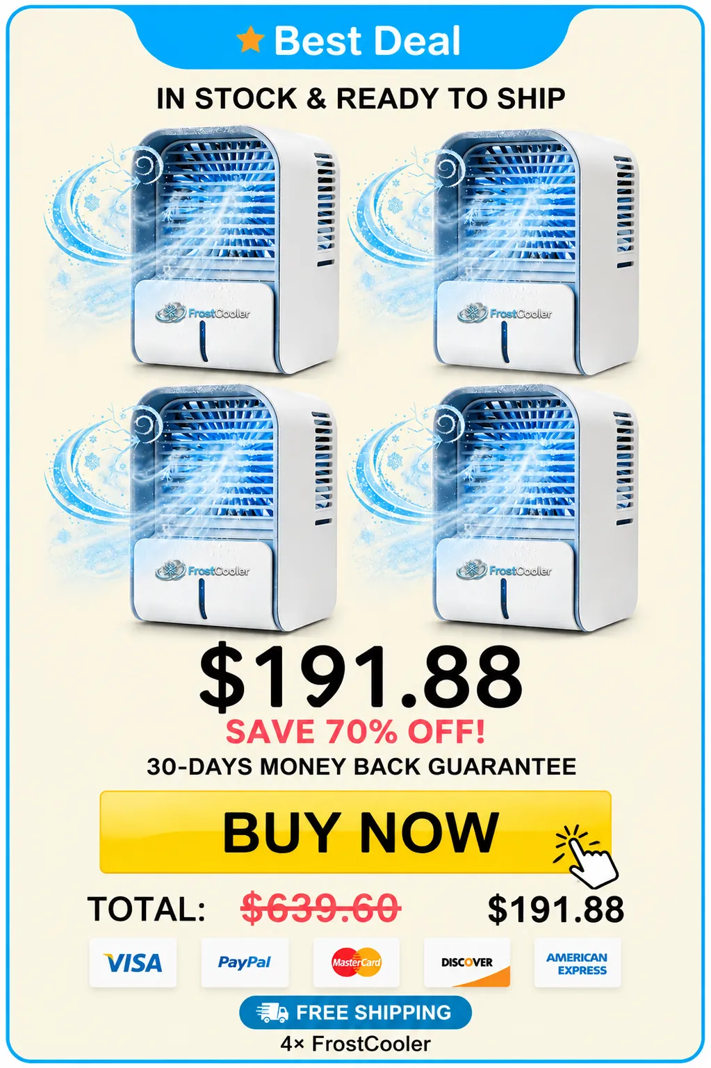 FrostCooler 4-pack best deal pricing, $191.88 with free shipping and 30-day money-back guarantee